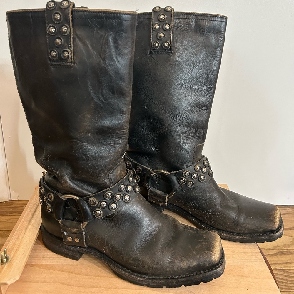 Frye boots, size 7.5, black with silver studs